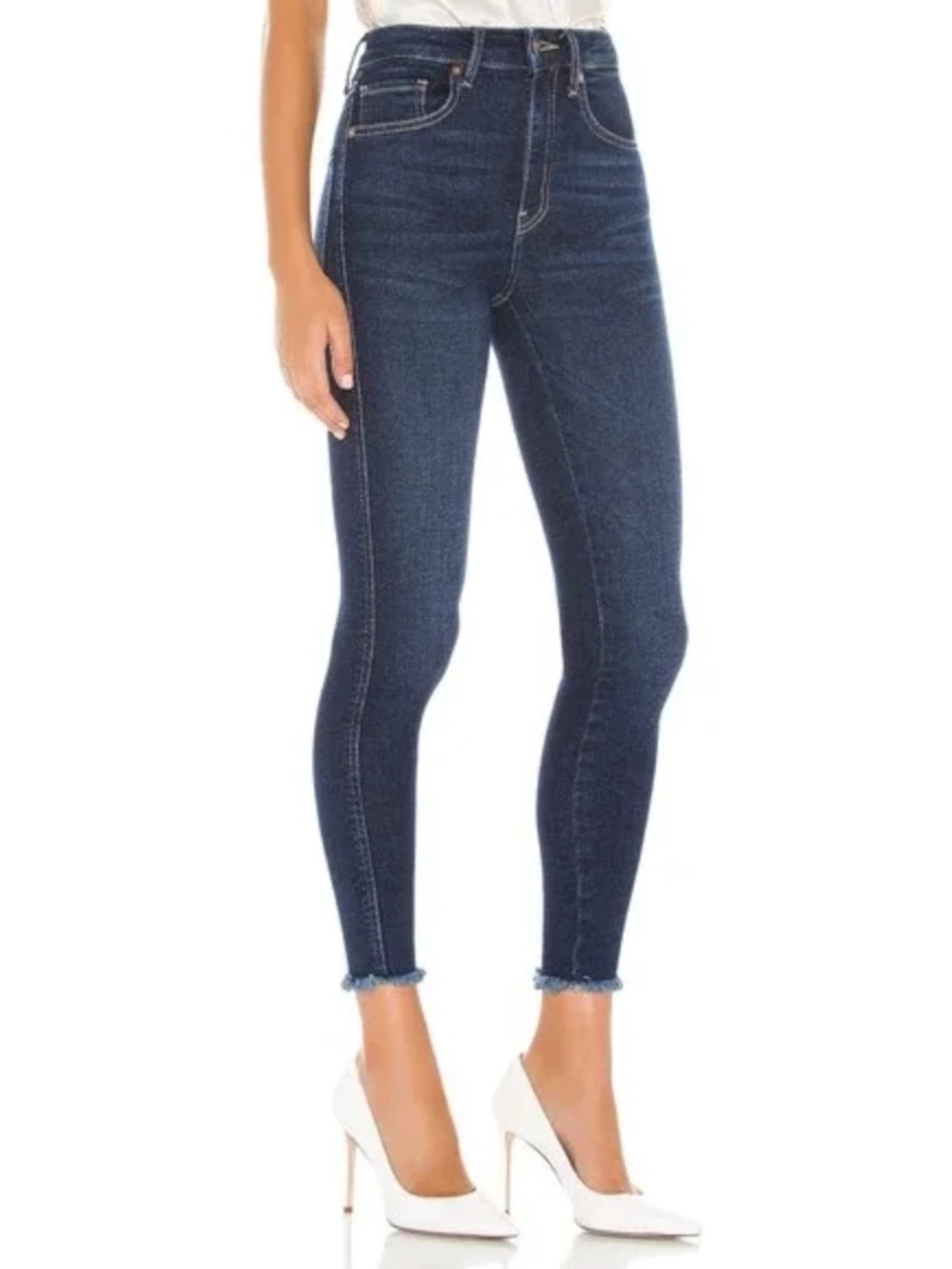 Free People NWT Raw High Rise Jeggings Skinny Deep Indigo Size 27